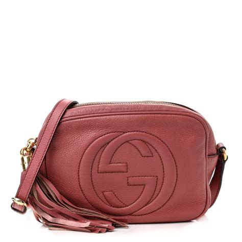 GUCCI Pebbled Calfskin Small Soho Disco Bag Peonia